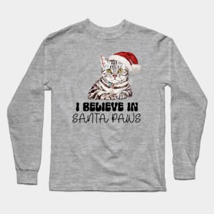 Funny Cat Santa Paws Christmas Long Sleeve T-Shirt